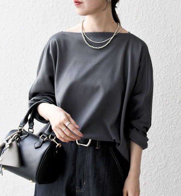 SHIPS any「SHIPS any:〈接触冷感/汗染み防止加工/洗濯機可能〉ボートネック ワイド ロンTEE」|Tシャツ・カットソー|