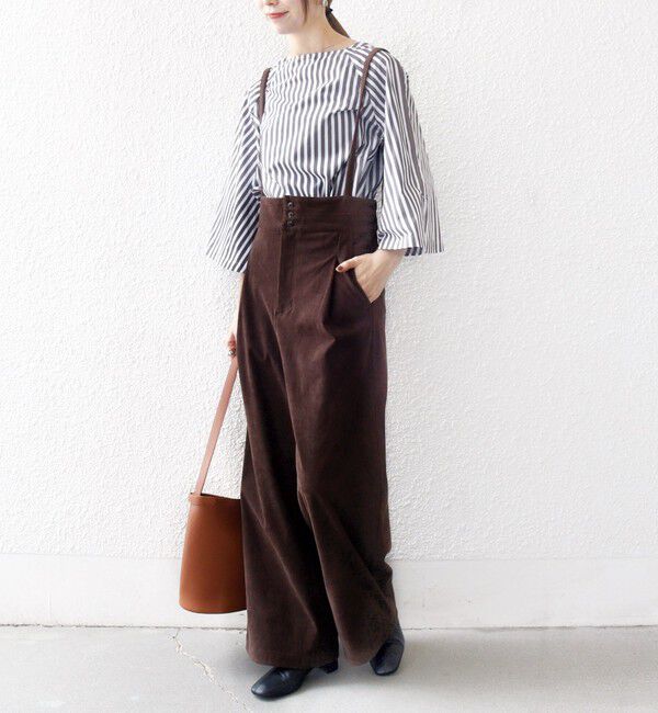 SHIPS any「SHIPS any:〈手洗い可能〉コーデュロイ サスペンダー付 ハイウエスト ワイド パンツ」|その他|