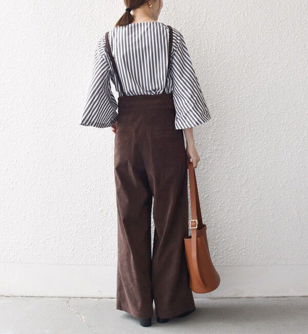 SHIPS any「SHIPS any:〈手洗い可能〉コーデュロイ サスペンダー付 ハイウエスト ワイド パンツ」|その他|