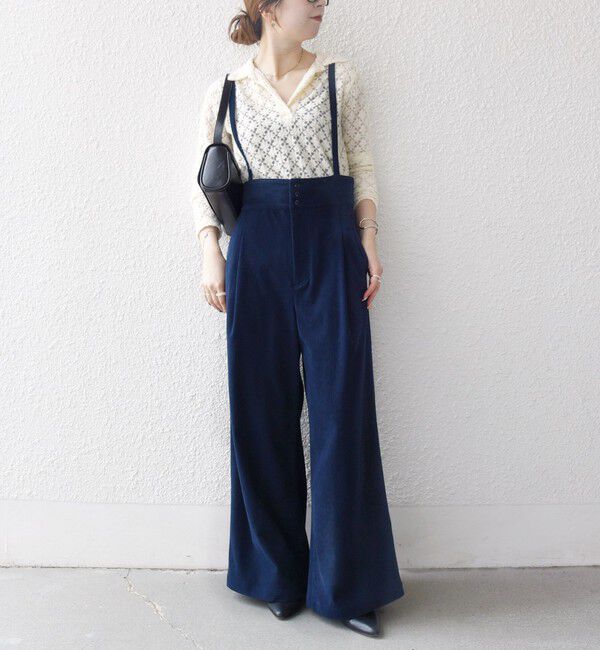 SHIPS any「SHIPS any:〈手洗い可能〉コーデュロイ サスペンダー付 ハイウエスト ワイド パンツ」|その他|