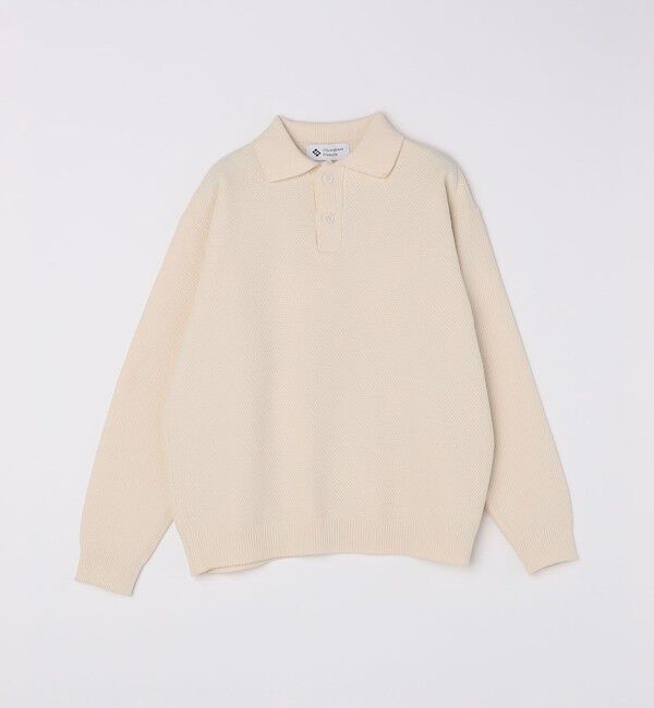 SHIPS「City Ambient Products:〈手洗い可能〉ポリエステル メッシュ ニット ポロ ロングスリーブ」|ニット・セーター|オフホワイト
