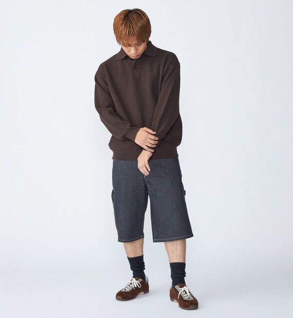 SHIPS「City Ambient Products:〈手洗い可能〉ポリエステル メッシュ ニット ポロ ロングスリーブ」|ニット・セーター|