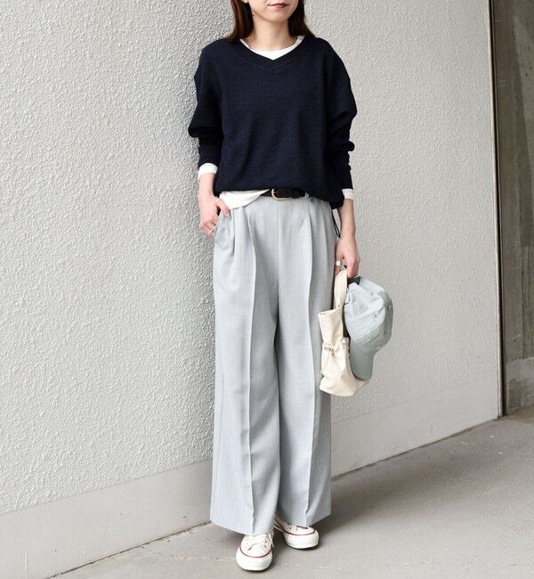 SHIPS Colors 「SHIPS Colors:〈手洗い可能〉変形ワッフル Vネック プルオーバー」|Tシャツ・カットソー|