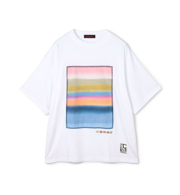 CABaN「CABaN スビンコットン グラデーションプリントTシャツ」|Tシャツ・カットソー|12 ホワイト系