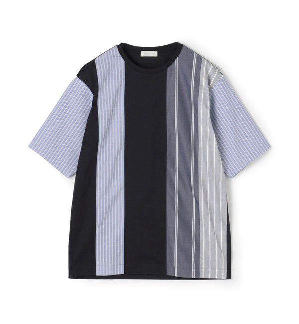 TOMORROWLAND MENS「コットン ストライプ デザインTシャツ」|Tシャツ・カットソー|69 ネイビー