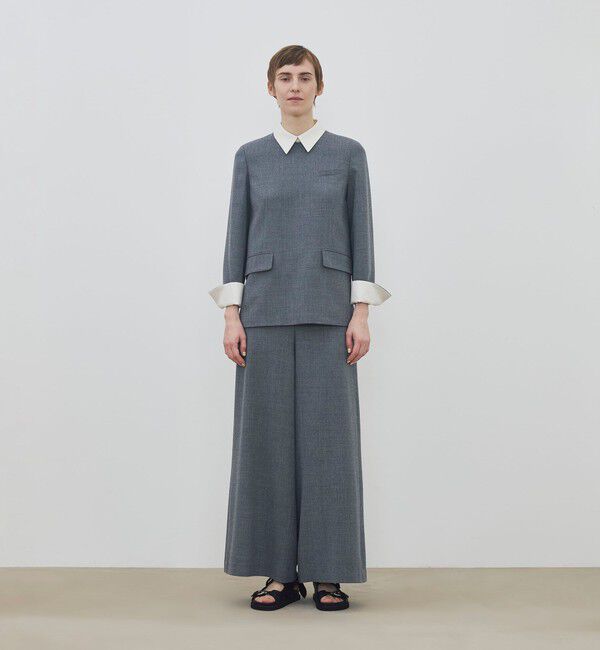 DES PRES「ウールジョーゼット ワイドフレアパンツ」|スラックス|