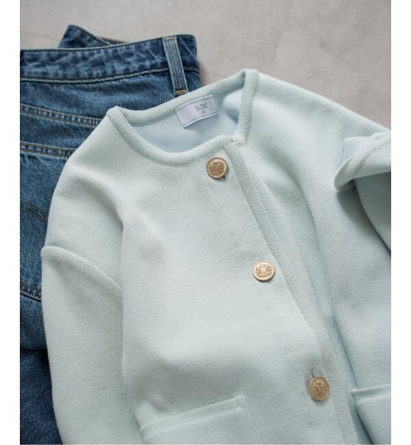 SLOBE IENA「《一部WEB・店舗限定カラーあり》ダブルフェイスニットジャケット」|カーディガン|