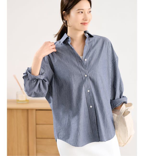 FRAMeWORK「BLUE STRIPE オーバーシャツ」|シャツ・ブラウス|