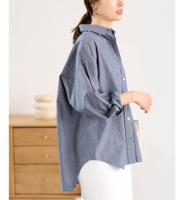 FRAMeWORK「BLUE STRIPE オーバーシャツ」|シャツ・ブラウス|