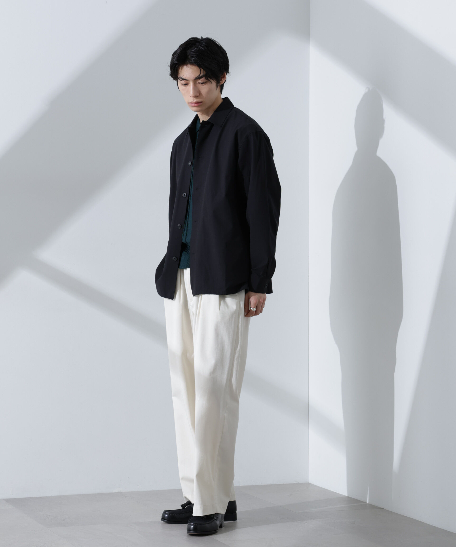 nano･universe「ストレッチワイドシャツブルゾン(セットアップ可)」|ブルゾン・スタジャン|