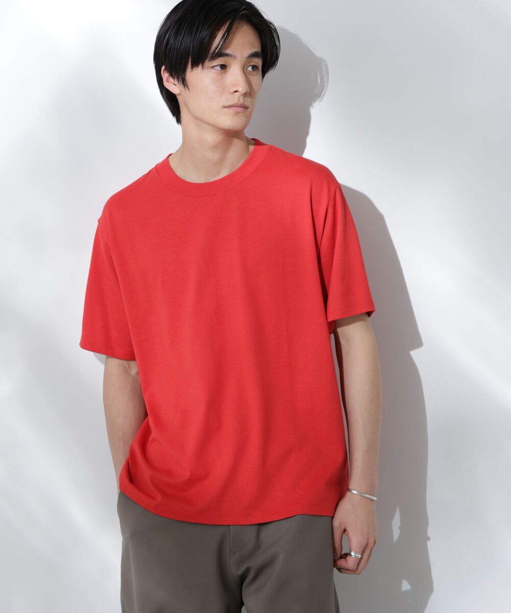 nano･universe「Anti Soaked(R)汗染み防止 De Light ミドルシルエットTシャツ」|Tシャツ・カットソー|レッド
