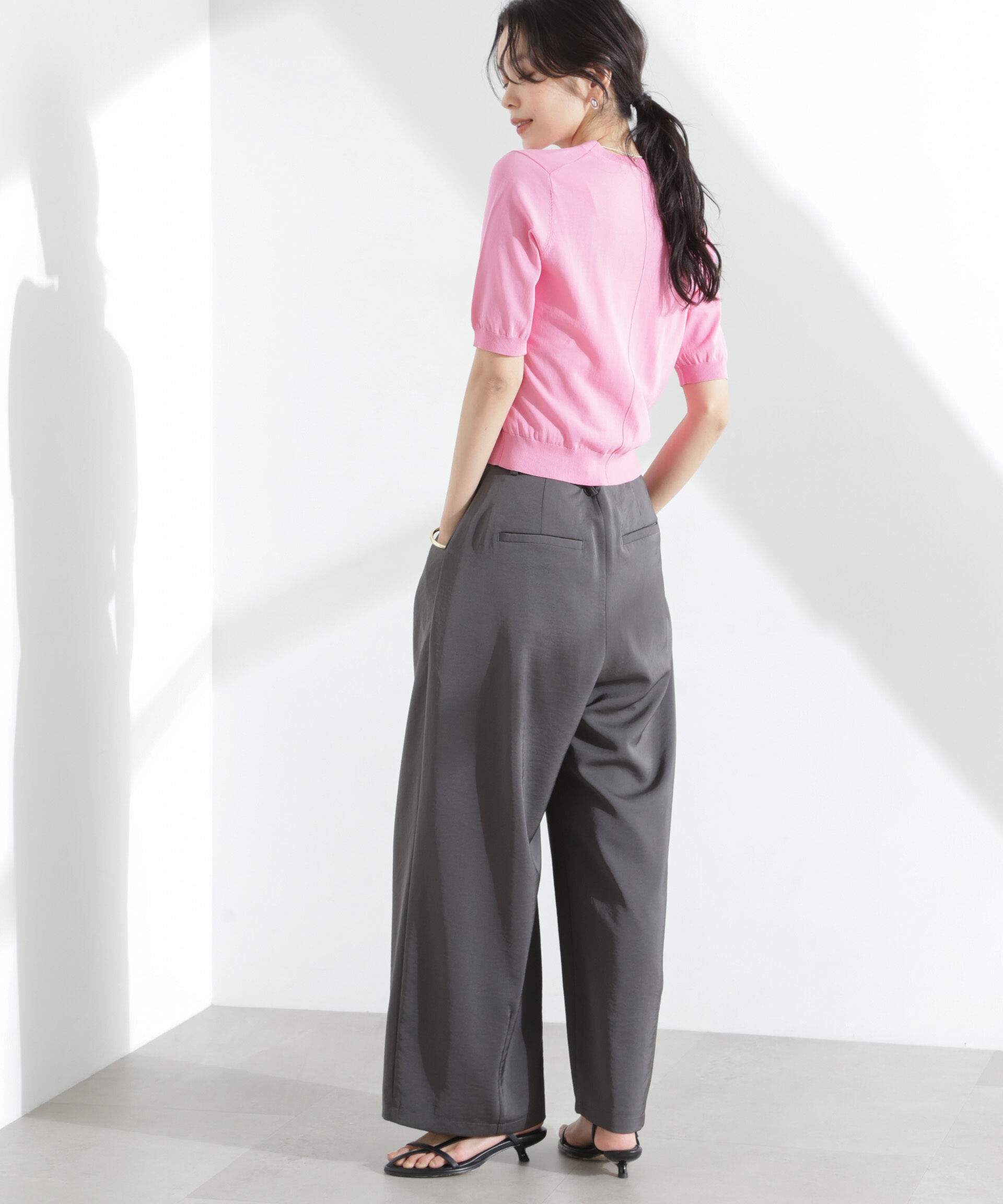 nano･universe「TEKNICO GIZAコットンVネックコンパクトニット」|ニット・セーター|