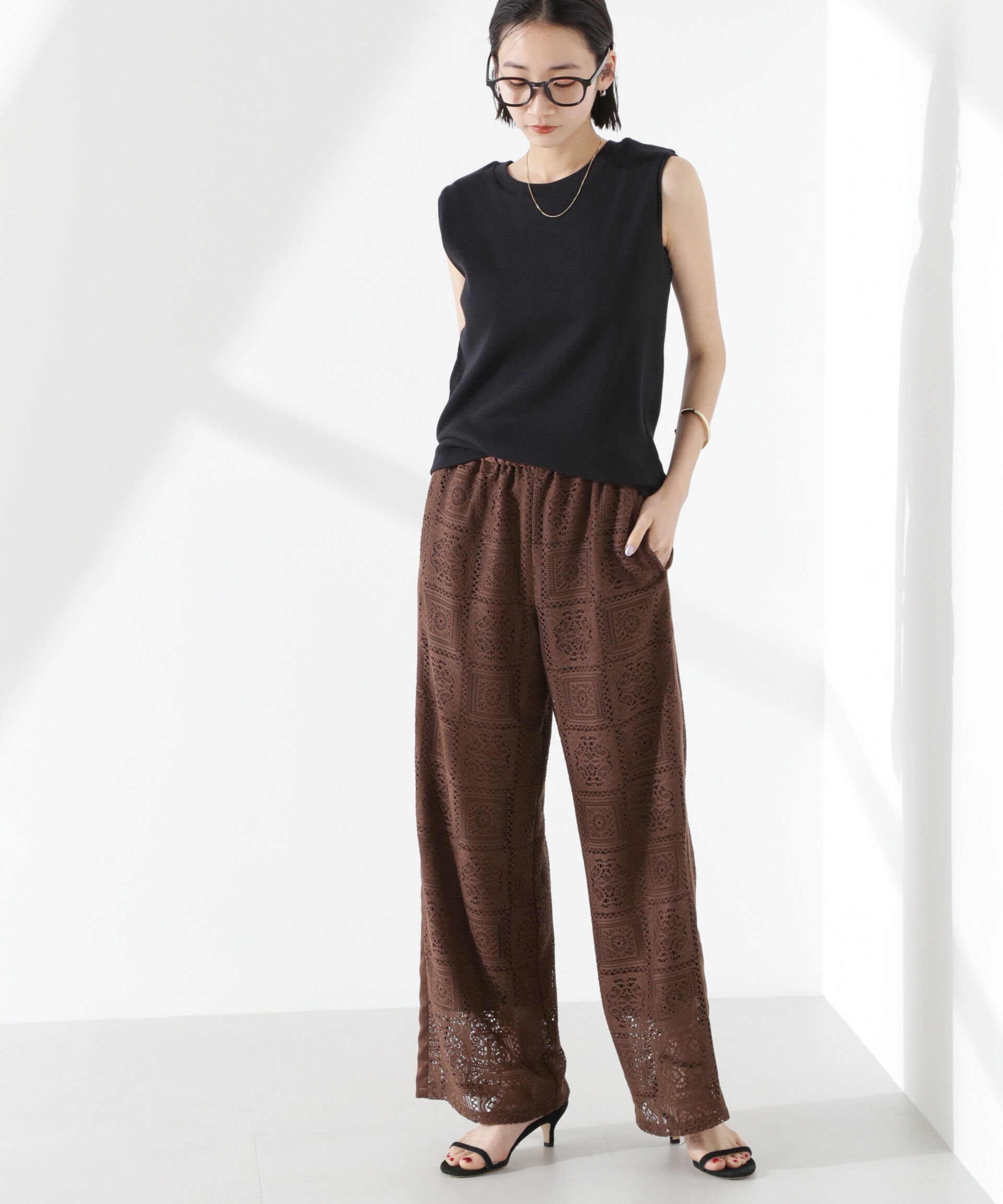 nano･universe「サイド切り替えレースパンツ」|チノ|