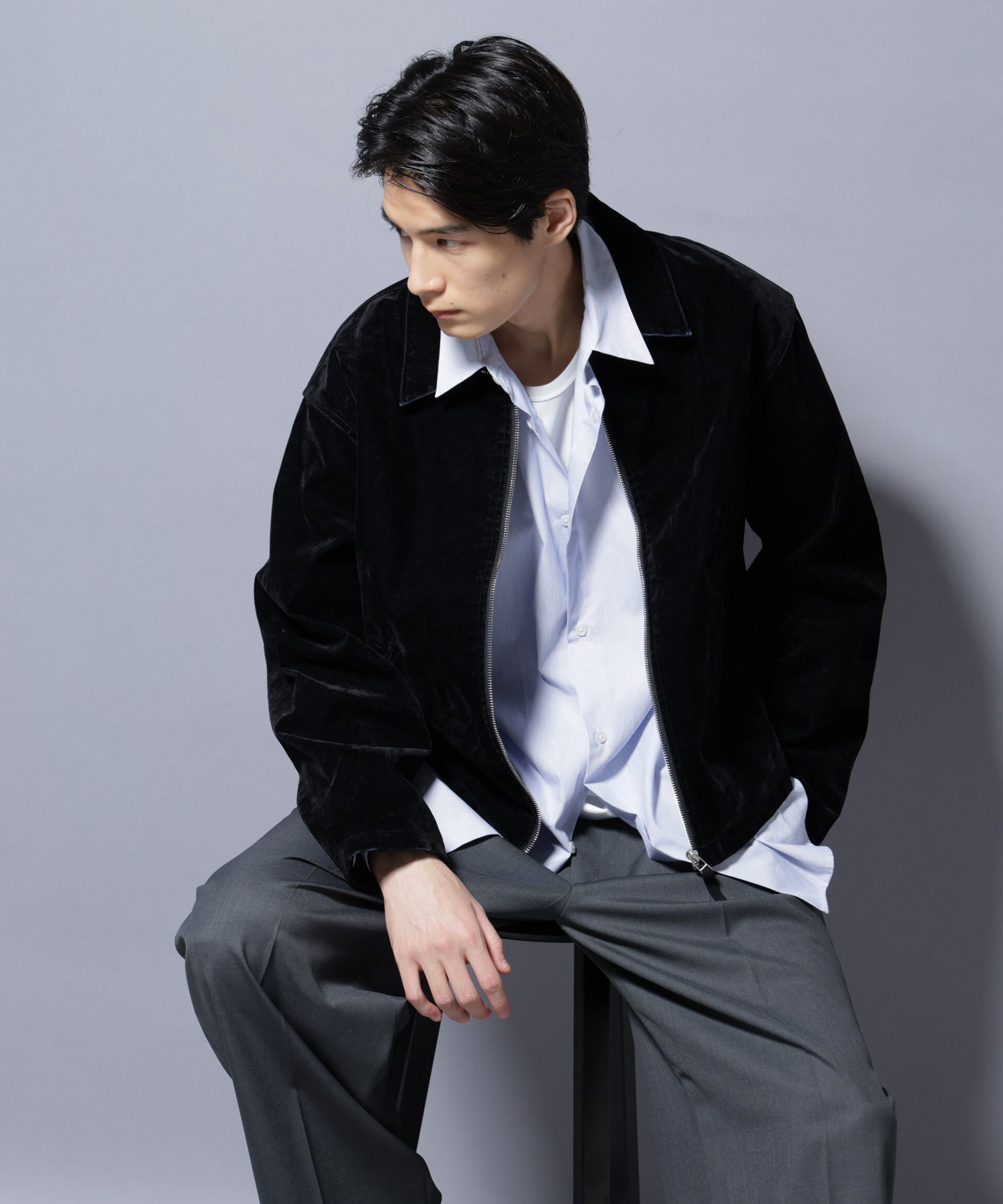 nano･universe「フロッキーデニム スポーツジャケット」|ブルゾン・スタジャン|