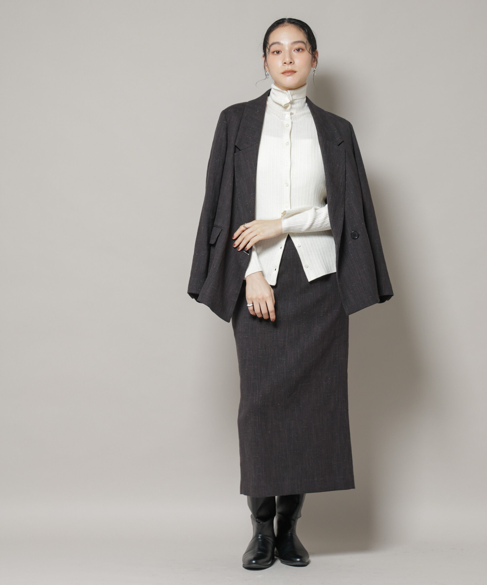 nano･universe「ツイードセミダブルジャケット(セットアップ可)」|テーラードジャケット|