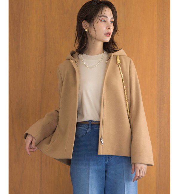 組曲「【2WAY】ウールモッサ ショートコート」|ミリタリー・モッズコート|ベージュ系