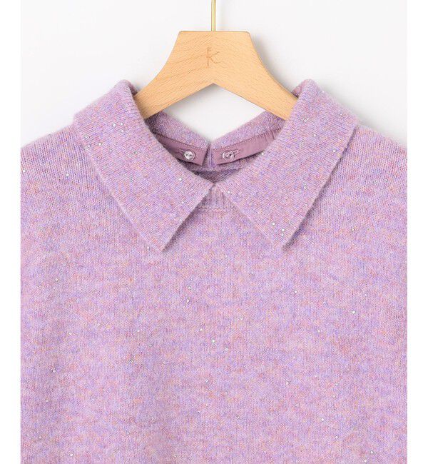 組曲「【加藤ローサさん着用 / 襟取り外し可】スパンコールヤーン 5分袖ニット」|ニット・セーター|