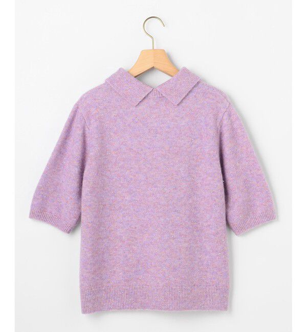 組曲「【加藤ローサさん着用 / 襟取り外し可】スパンコールヤーン 5分袖ニット」|ニット・セーター|