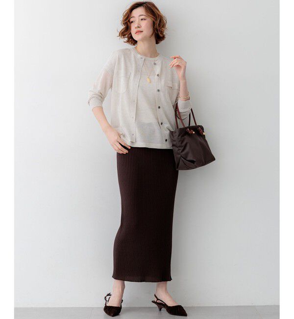 23区「【一部先行予約/WEB&一部店舗限定カラーあり】シャイニーシアー フラップポケット カーディガン」|カーディガン|