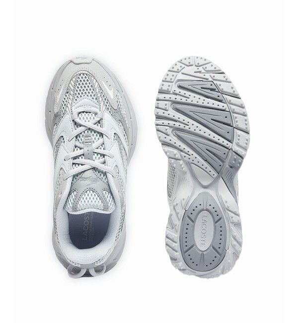 LACOSTE「レディース L003 NEO SHOT 125 1 SFA ビッグメッシュ ハイテクスニーカー」|スニーカー|ライトグレー