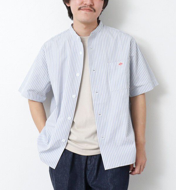 NOLLEY'S goodman「【DANTON/ダントン】BAND COLLAR SHIRT SS 25SS」|シャツ・ブラウス|ブルー系その他