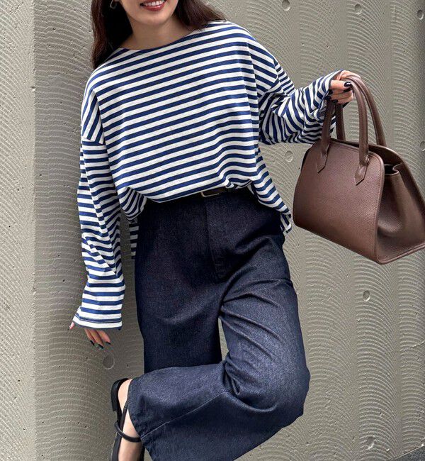 fredy emue「ボーダーハートパッチプルオーバー」|Tシャツ・カットソー|