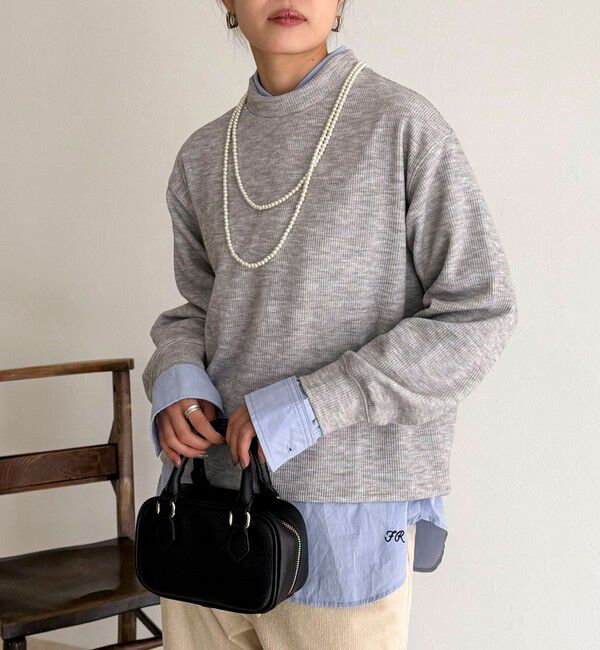 fredy emue「ニットソークロップドプルオーバー」|Tシャツ・カットソー|ライトグレー