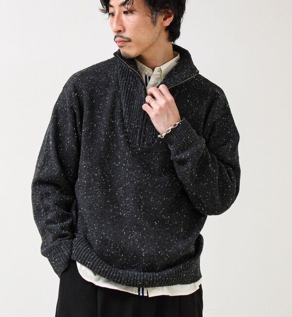 GLOSTER「【冬の大人レイヤードに】ネップハーフジッププルオーバー」|ニット・セーター|