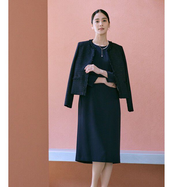 ROPE「トリアセダブルクロス ウエストコンシャスワンピース/イージーケア・セットアップ対応・25AW」|ワンピース|