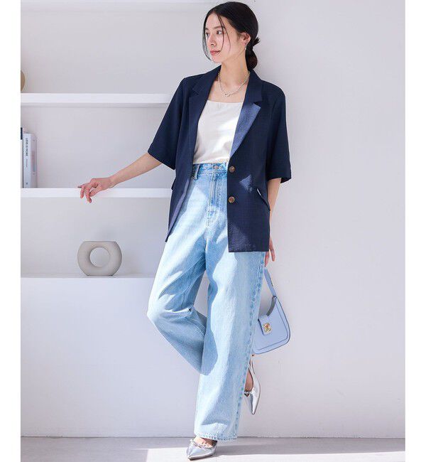 VIS「【美easy】ハーフスリーブジャケット/セットアップ対応・洗える」|テーラードジャケット|