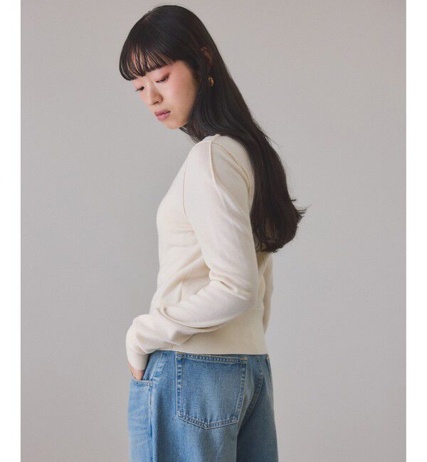 ADAM ET ROPE'「梳毛クルーネックカーディガンストールセット」|カーディガン|