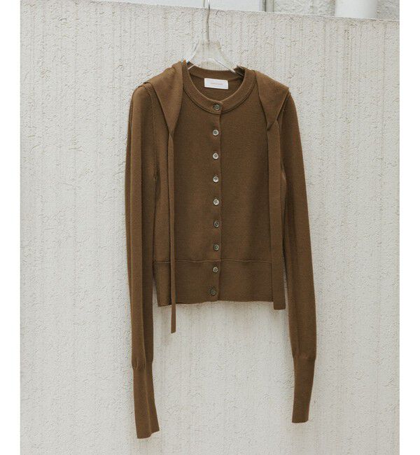 ADAM ET ROPE'「梳毛クルーネックカーディガンストールセット」|カーディガン|