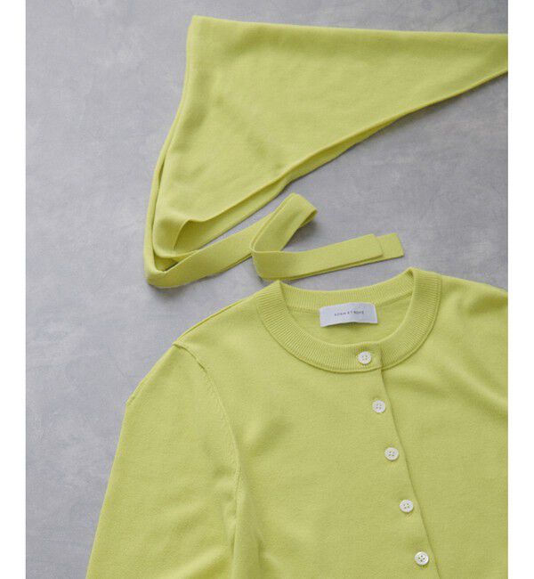 ADAM ET ROPE'「梳毛クルーネックカーディガンストールセット」|カーディガン|