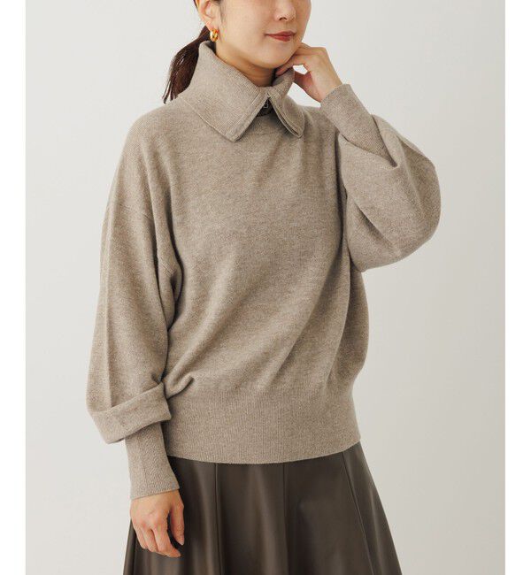 ADAM ET ROPE'「カシミア混ZIPタートルネックプルオーバー」|ニット・セーター|