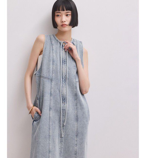 ADAM ET ROPE'「【WEB限定】ドロストネックデニムワンピース」|ワンピース|
