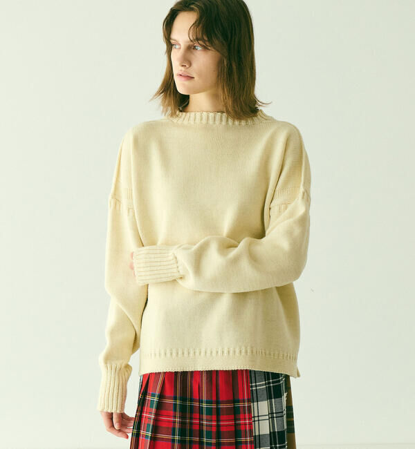  「Le Tricoteur | クロップド ガンジーセーター WOMEN」|ニット・セーター|NATURAL