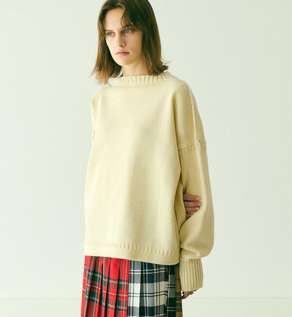  「Le Tricoteur | クロップド ガンジーセーター WOMEN」|ニット・セーター|