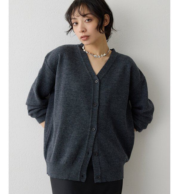  「ミラノリブカーディガン」|ニット・セーター|チャコールグレー