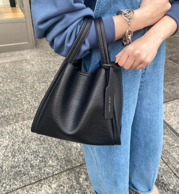  「【ベストセラーアイテム】ミニショルダー付ソフトレザー調ミニバッグ」|トートバッグ|ブラック