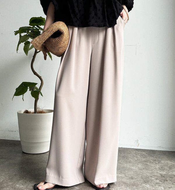  「【累計販売数3万枚突破/23色4サイズ展開！】タックワイドパンツ」|チノ|ベージュ