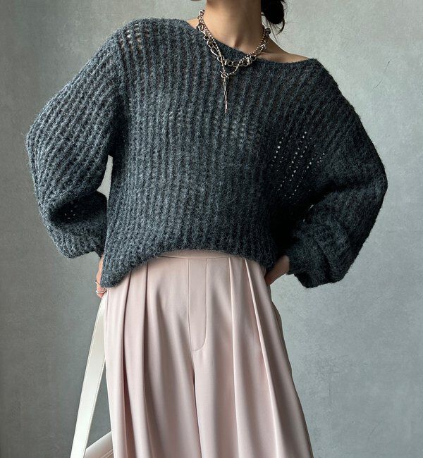  「【WEB限定】メッシュニットプルオーバー＋インナーセット」|ニット・セーター|