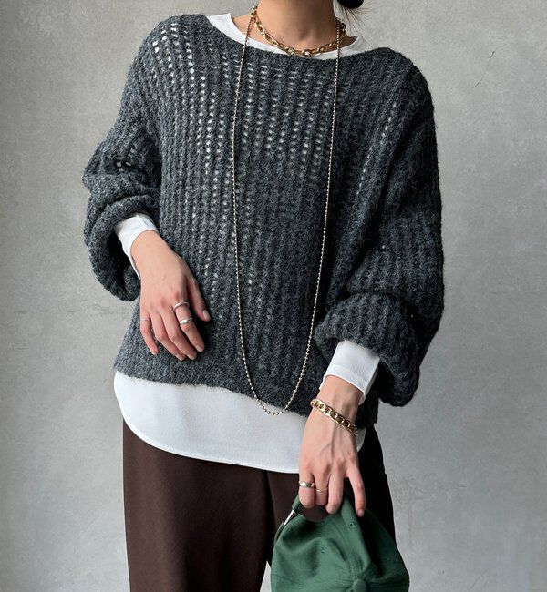  「【WEB限定】メッシュニットプルオーバー＋インナーセット」|ニット・セーター|