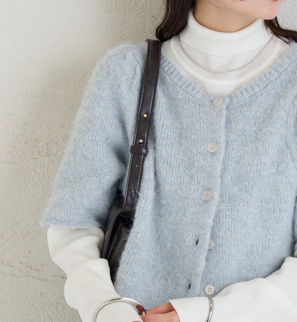  「ふわふわ半袖ニット カーディガン」|カーディガン|