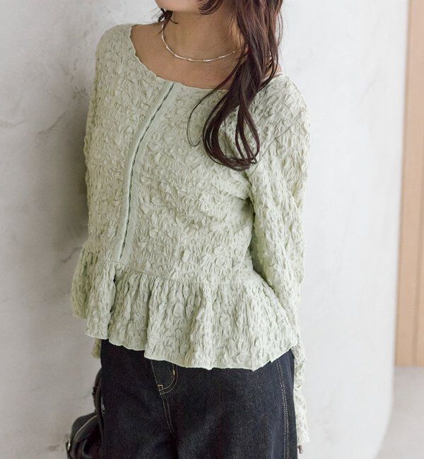  「シャーリングペプラム TOPS」|シャツ・ブラウス|