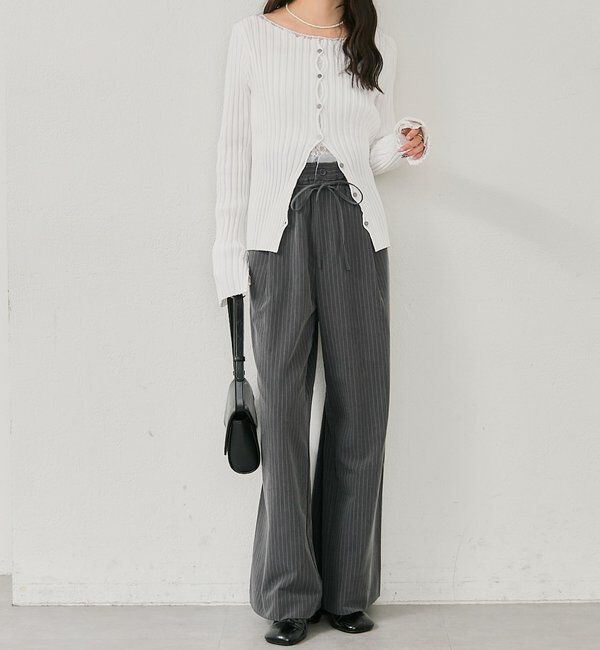  「ラウンドスリットリブカーディガン」|カーディガン|