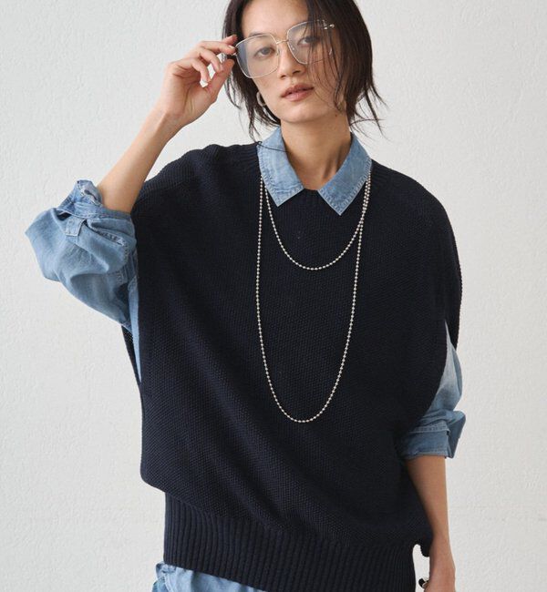  「ギマ鹿子ポンチョニットベスト」|ニット・セーター|