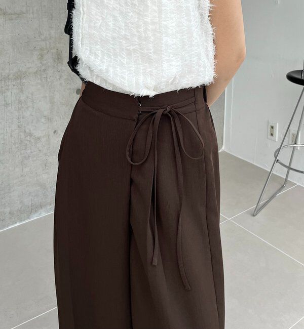  「【待望の追加決定！/新色ブラウン】ラップリボンパンツ」|チノ|