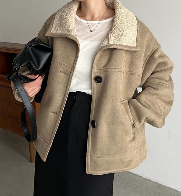  「スエードボアミドルコート」|その他|ベージュ