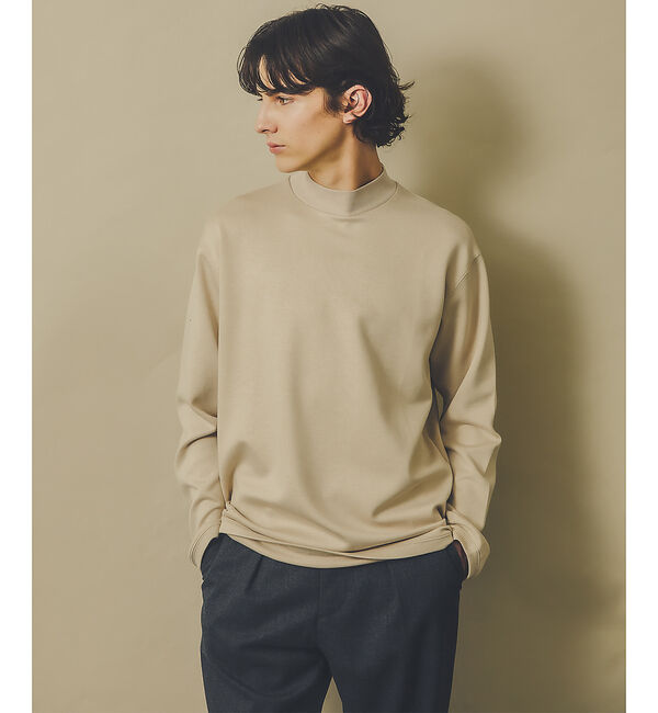 ABAHOUSE「【シルキータッチ】ライトダンボールモックネック ロンT」|Tシャツ・カットソー|グレージュ