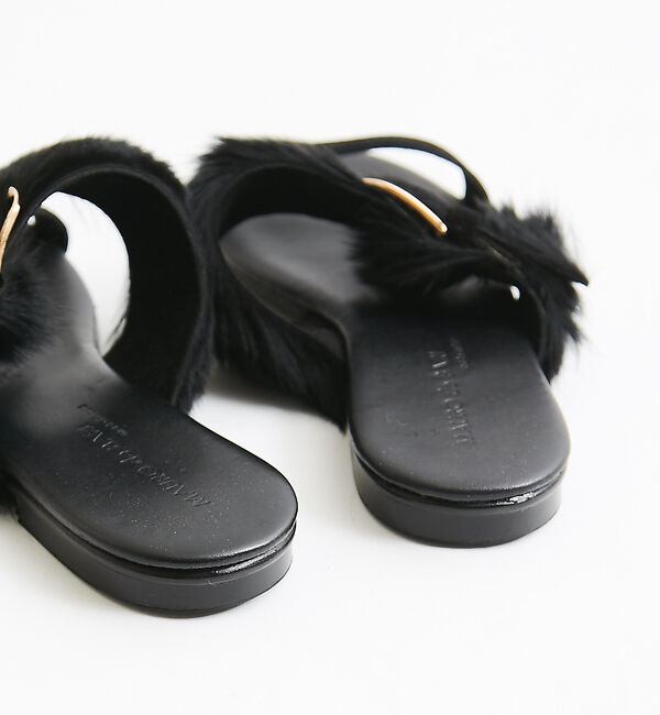 Rouge vif「MAURO de BARI 2ベルトファーフラットサンダ」|サンダル|